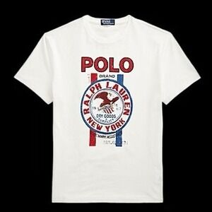 Polo‎ Ralph Lauren Mens White Graphic T Shirt Eagle Dry Goods New York Size S